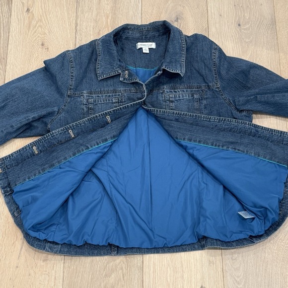 Coldwater Creek Lined Embroidered Denim Jacket Western  Aztec Ranch Style Sz LG - Picture 10 of 11